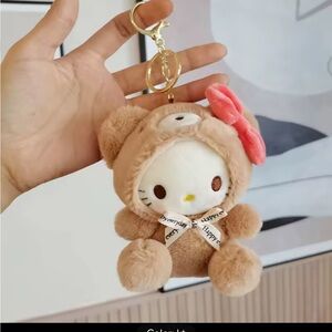 Hello Kitty Brown and Pink Plush Keychain